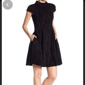 Eliza J. Velvet Damask Cap Sleeve Fit & Flare 10